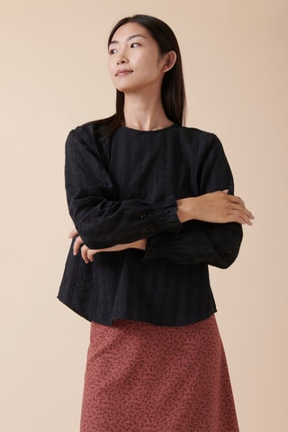 Blouse en broderie anglaise Tebessa - Noir