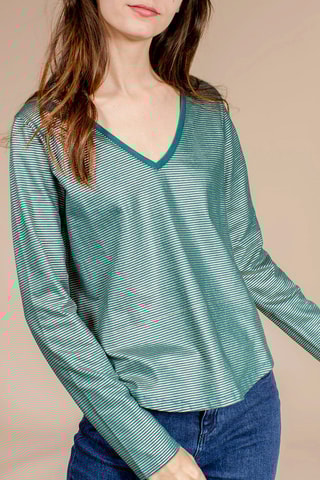 Blouse rayée Astrid - Bleu canard et argenté