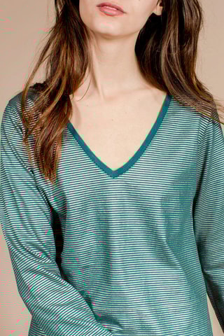 Blouse rayée Astrid - Bleu canard et argenté