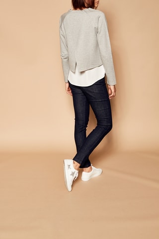 Sweat asymétrique - Gris clair chiné et blanc