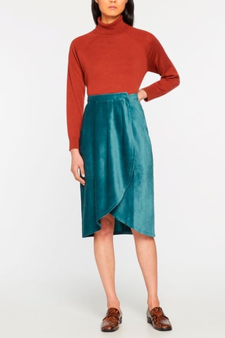 Jupe asymétrique taille haute - Bleu canard