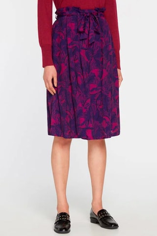 Jupe fluide taille haute - Aubergine et magenta