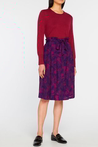 Jupe fluide taille haute - Aubergine et magenta