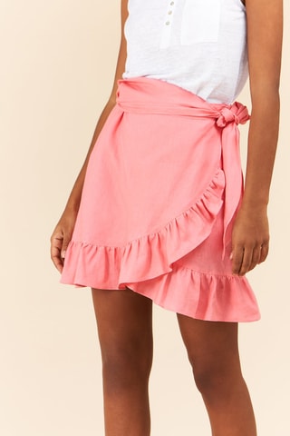 Jupe portefeuille en lin - Rose