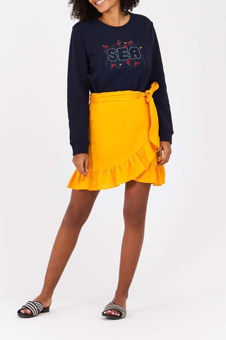 Jupe portefeuille en lin - Moutarde