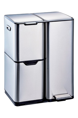 Poubelle de tri sélectif à pédale en acier inoxydable Haja - 60 l