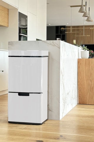 Poubelle de cuisine automatique en acier inoxydable Narvik - 2 compartiments - 75 l