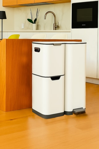 Poubelle pédale tri sélectif en acier inoxydable Haja - 60 l