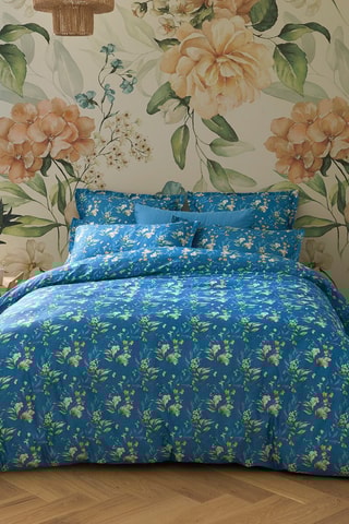 Federa cuscino alla francese Jardin de Fleurs - Blu