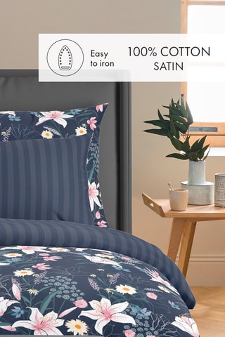 Federa cuscino alla francese Jardin rêveur - Blu scuro