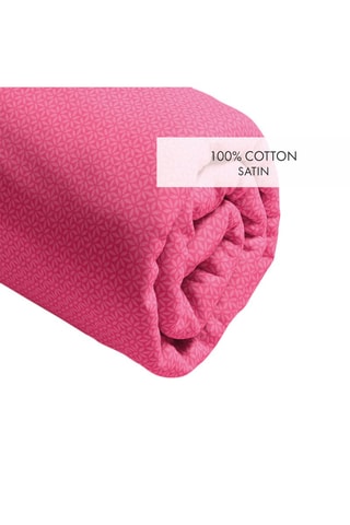 Sábana bajera de satén de algodón 80 hilos/cm² Fleurs sauvages - Rosa