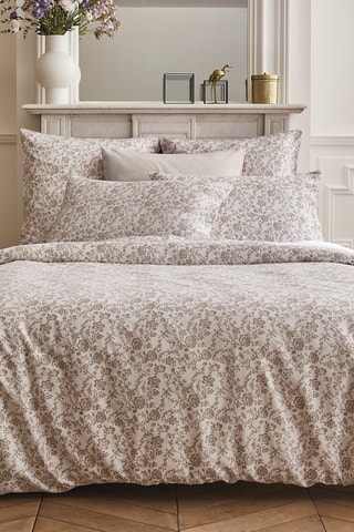 2 fundas de almohada de satén de algodón 200 hilos/cm² Parterre de Roses - Blanco