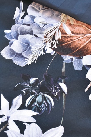 2 federe in raso di cotone 80 fili/cm² Floraison d'hortensias - Blu scuro