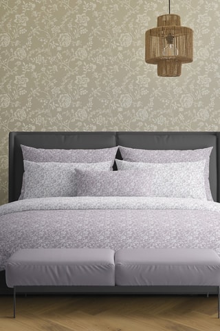 2 fundas de almohada de satén de algodón 200 hilos/cm² Parterre de Roses - Violeta