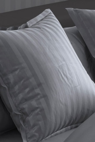 2 federe in raso di cotone 79 fili/cm² Dobby Stripe - Grigio scuro