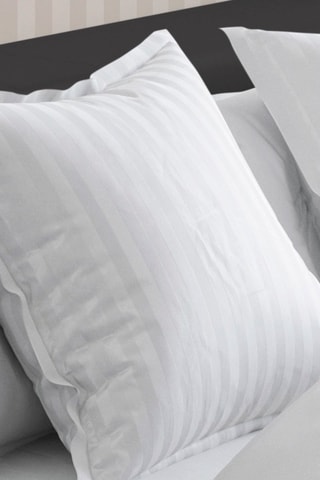2 fundas de almohada de satén de algodón 79 hilos/cm² Dobby Stripe - Blanco