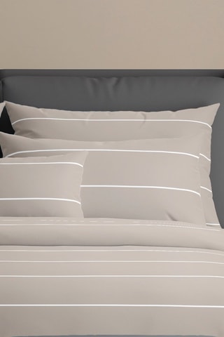 Parure copripiumino in raso di cotone 80 fili/cm² Camille - Taupe e bianco