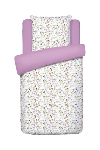 Juego de nórdico de satén de algodón 80 hilos/cm² Fleurs sauvages - Blanco