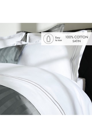 Juego de nórdico de satén de algodón 80 hilos/cm² Nice - Blanco y plateado