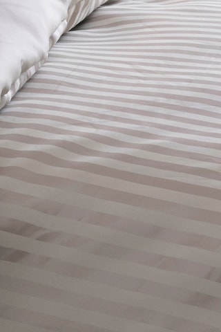 Parure copripiumino in raso di cotone 79 fili/cm² Dobby Stripe - Taupe