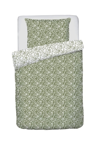 Juego de nórdico de satén de algodón 200 hilos/cm² Parterre de Roses - Verde