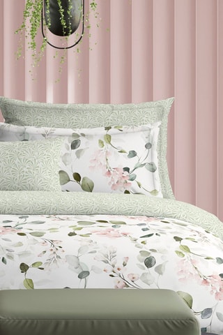 Conjunto de edredão Eclat d'eucalyptus - Branco e verde -