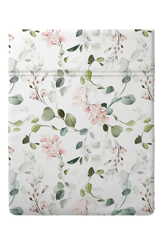 Lençol liso Eclat d'eucalyptus - Branco e verde -