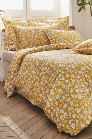 Sábana encimera de satén de algodón 200 hilos/cm² Elégance -  Amarillo