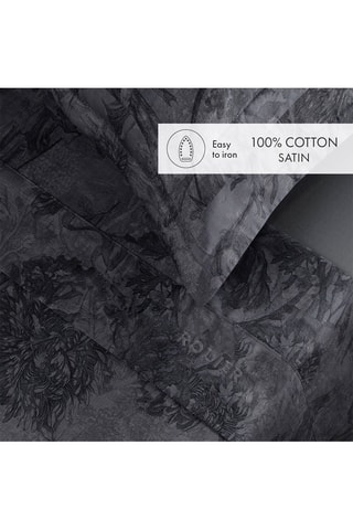 Parure copripiumino in raso di cotone 80 fili/cm² Toile Fleurie - Grigio  scuro