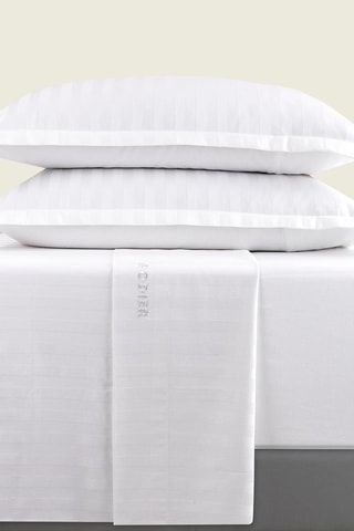 Juego de sábanas de satén de algodón 120 hilos/cm² - Blanco