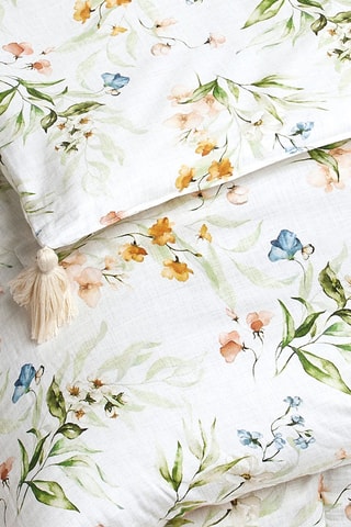 Edredão em cetim de algodão 79 fios/cm² Jardin de Fleurs - Branco