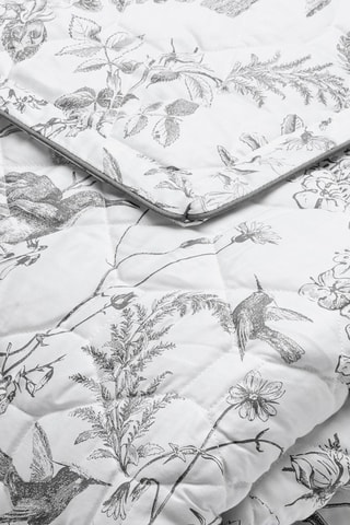 Copriletto XL in raso di cotone 80 fils/cm² Colibri botanique - Nero e grigio