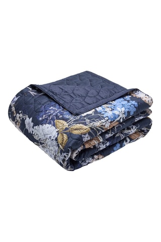 Copriletto XL in raso di cotone 80 fili/cm² Floraison d'hortensias - Blu