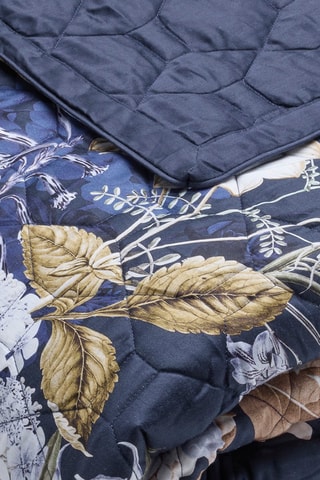 Copriletto XL in raso di cotone 80 fili/cm² Floraison d'hortensias - Blu