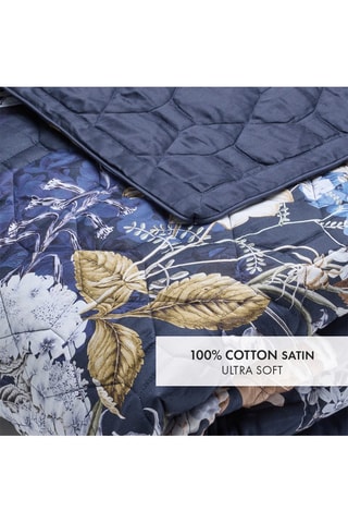 Copriletto XL in raso di cotone 80 fili/cm² Floraison d'hortensias - Blu