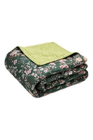 Colcha XL de satén de algodón 80 hilos/cm² Murmure floral - Verde