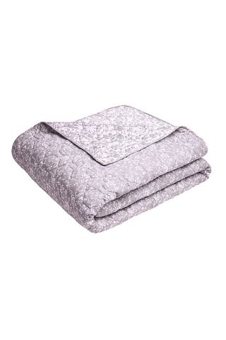 Colcha de satén de algodón 200 hilos/cm² Parterre de Roses - Violeta