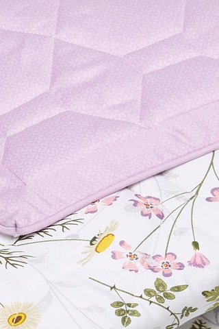 Colcha de satén de algodón 80 hilos/cm² Fleurs sauvages - Blanco y violeta