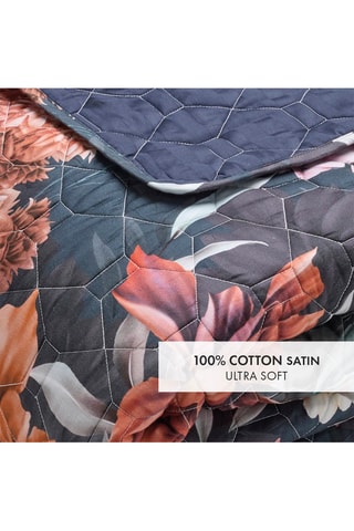 Colcha XL em cetim de algodão 80 fios/cm² Eclat de caramel - Azul-escuro