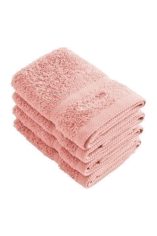 4 Asciugamani Ospite - Rosa salmone - 30 x 30 cm