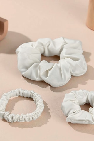 3 scrunchie in seta - Bianco