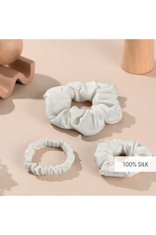 3 scrunchie in seta - Bianco