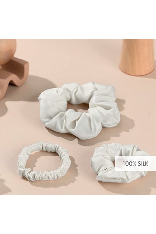 3 scrunchie in seta - Bianco