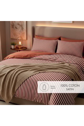 2 fronhas em cetim de algodão 80 fios/cm² - Vermelho - 50 x 70 cm