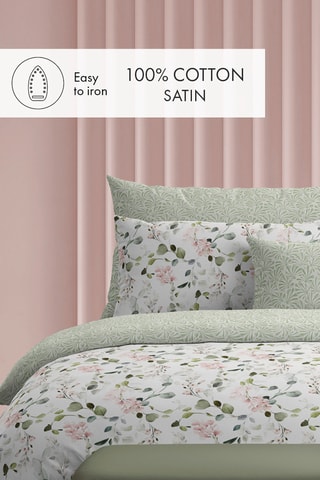 2 fronhas reversíveis em cetim de algodão 80 fios/cm² - Verde - 50 x 70 cm