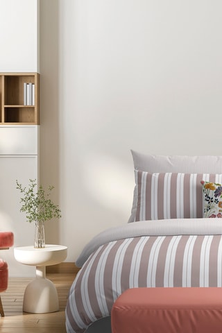 2 fundas de almohada reversibles de satén de algodón 80 hilos/cm² - Rosa viejo