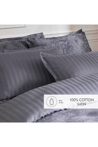 2 federe double face in raso di cotone 80 fili/cm² - Grigio scuro