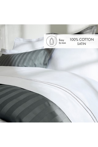 2 fundas de almohada de satén de algodón 80 hilos/cm² - Gris claro