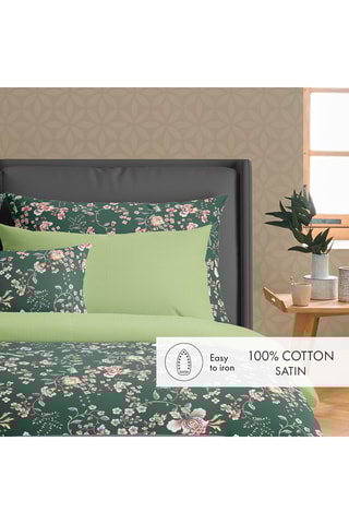 Lenzuolo sopra double face in raso di cotone 80 fili/cm² - Verde