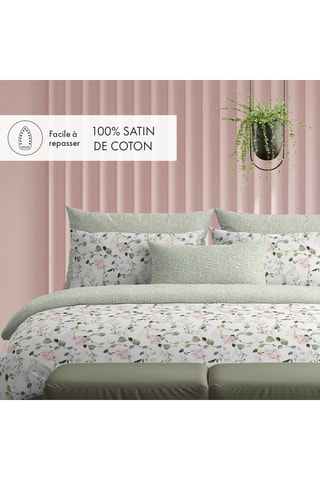 Sábana encimera de satén de algodón 80 hilos/cm² - Verde oscuro